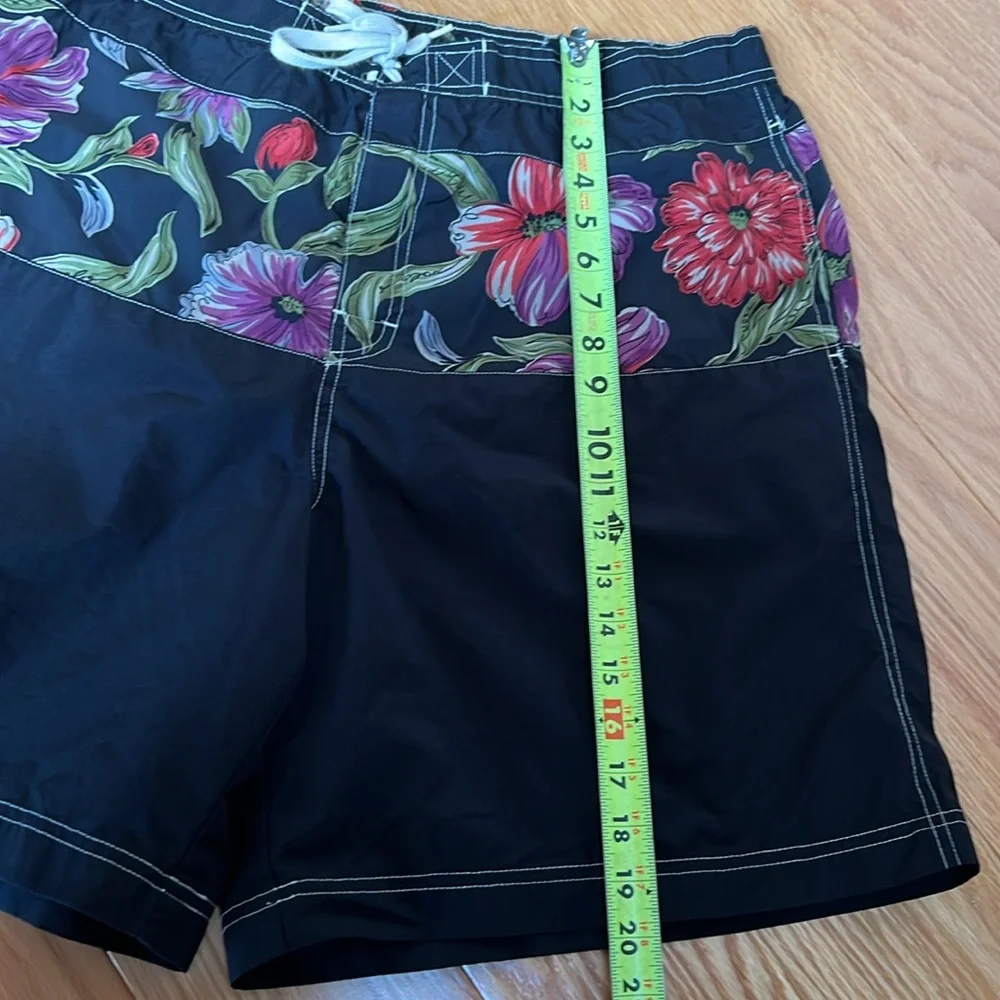 Polo sport swim trunks floral and black color block